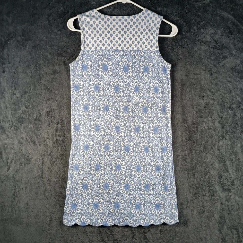 Vineyard Vines Shift Dress Girls L 12 14 Blue White Printed Sleeveless Preppy